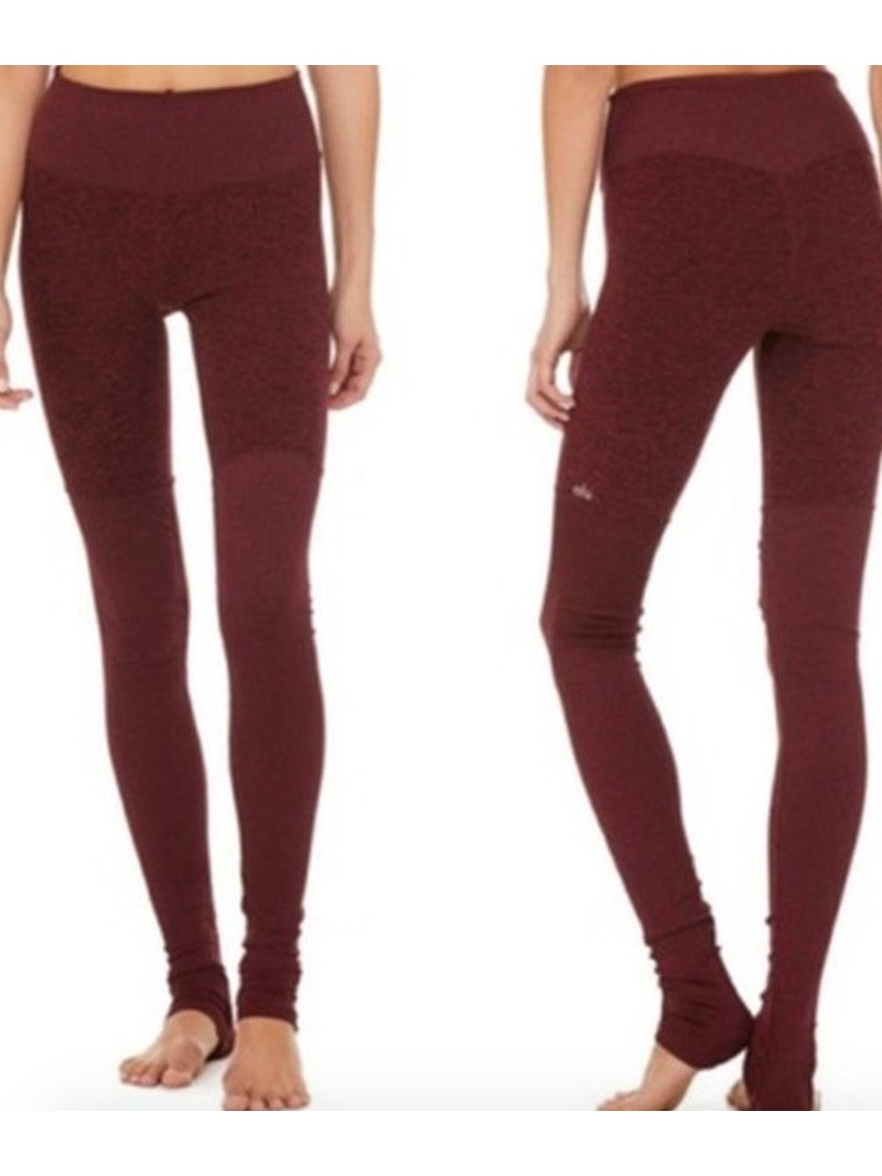Womens Alo Yoga Heathered Maroon Goddess Leggings Size Small